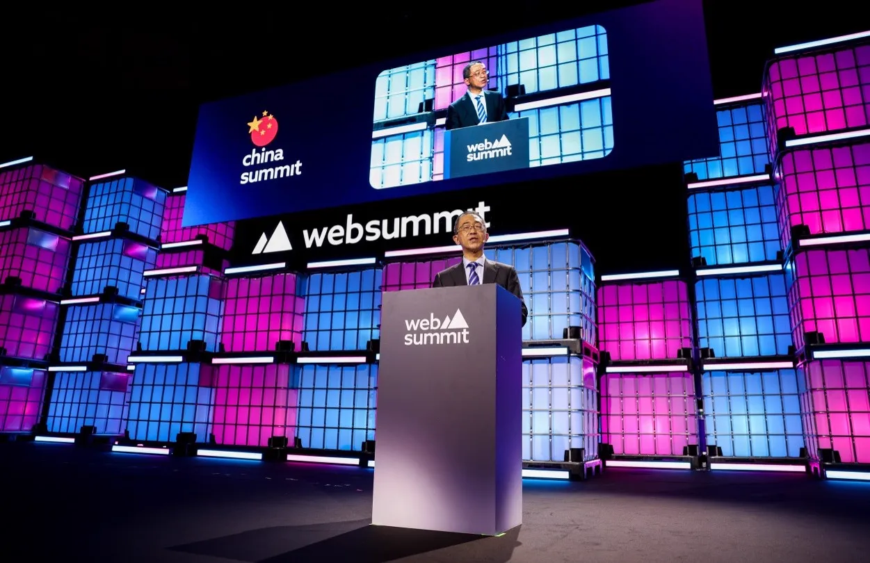 A speaker at the China Summit stage during Web Summit Lisbon